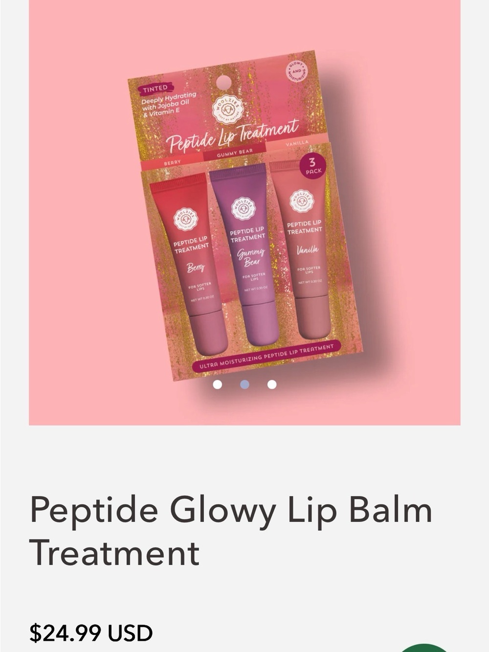 Woolzies Peptide Deeply Hydrating Lip Balm Trio - Ret $25